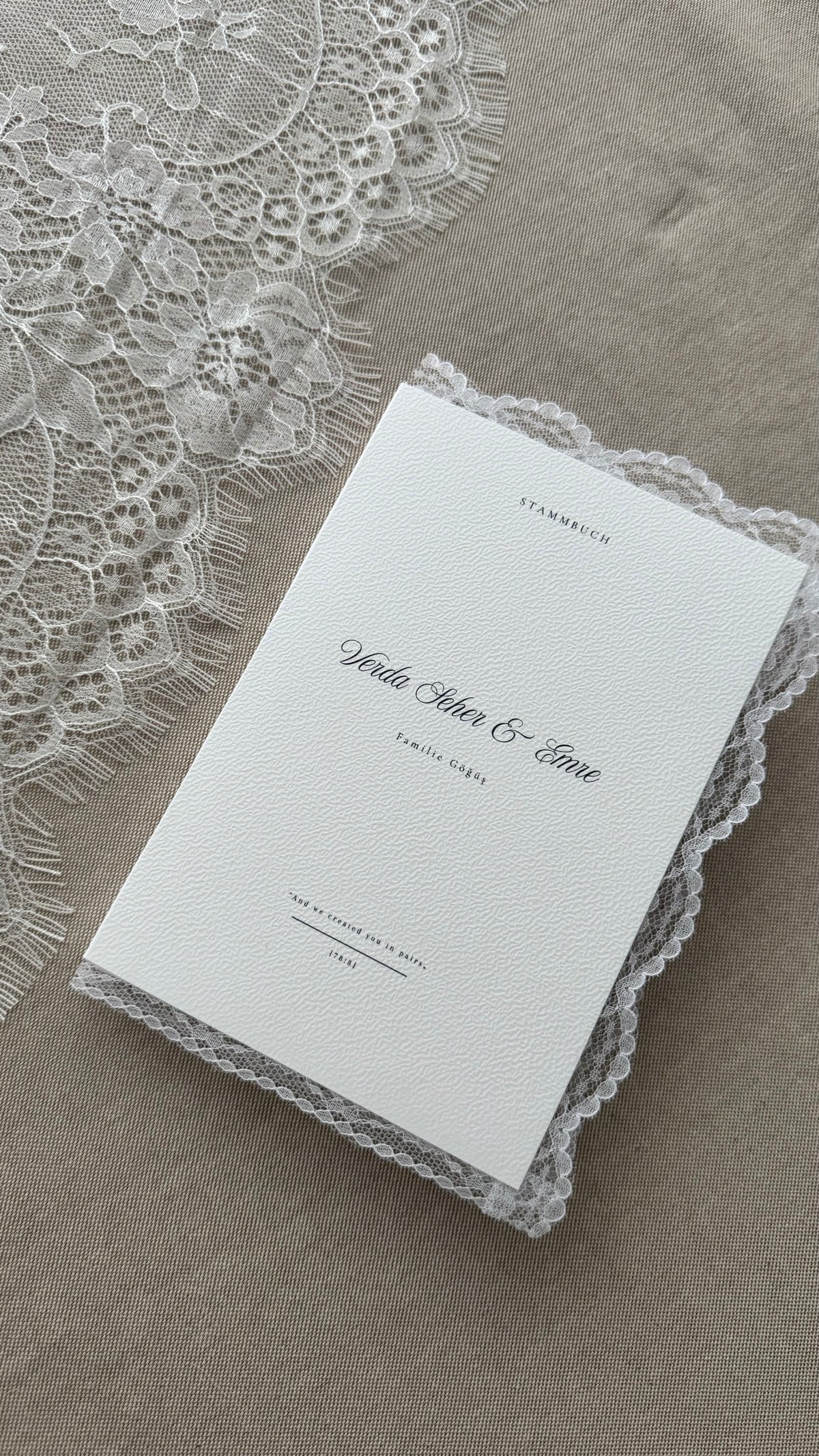 Stammbuch "Spitze" mit Heftklammer und Foto DIN A5