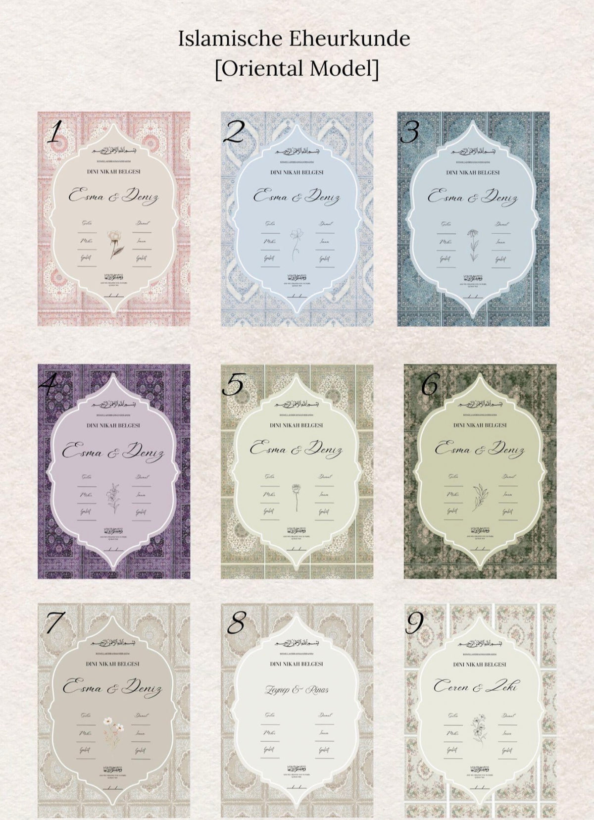 Islamische Eheurkunde | "oriental" SET