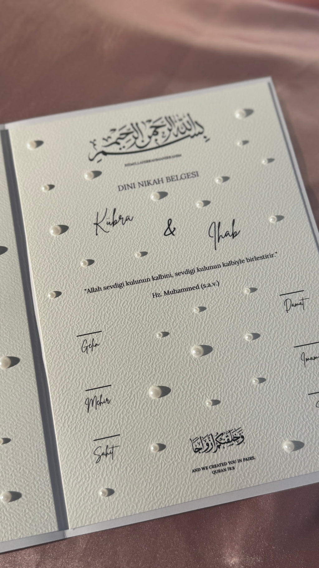 Islamische Eheurkunde | "whitepearl" SET