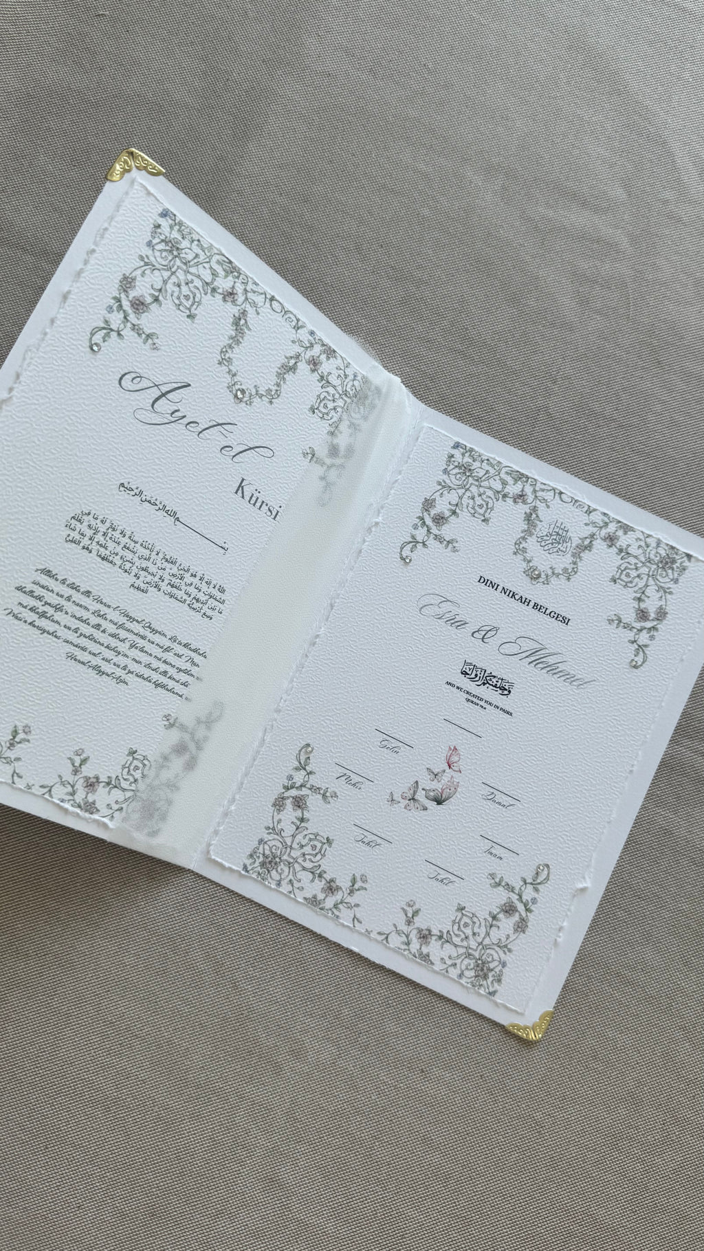 Islamische Eheurkunde "BUTTERFLY" SET