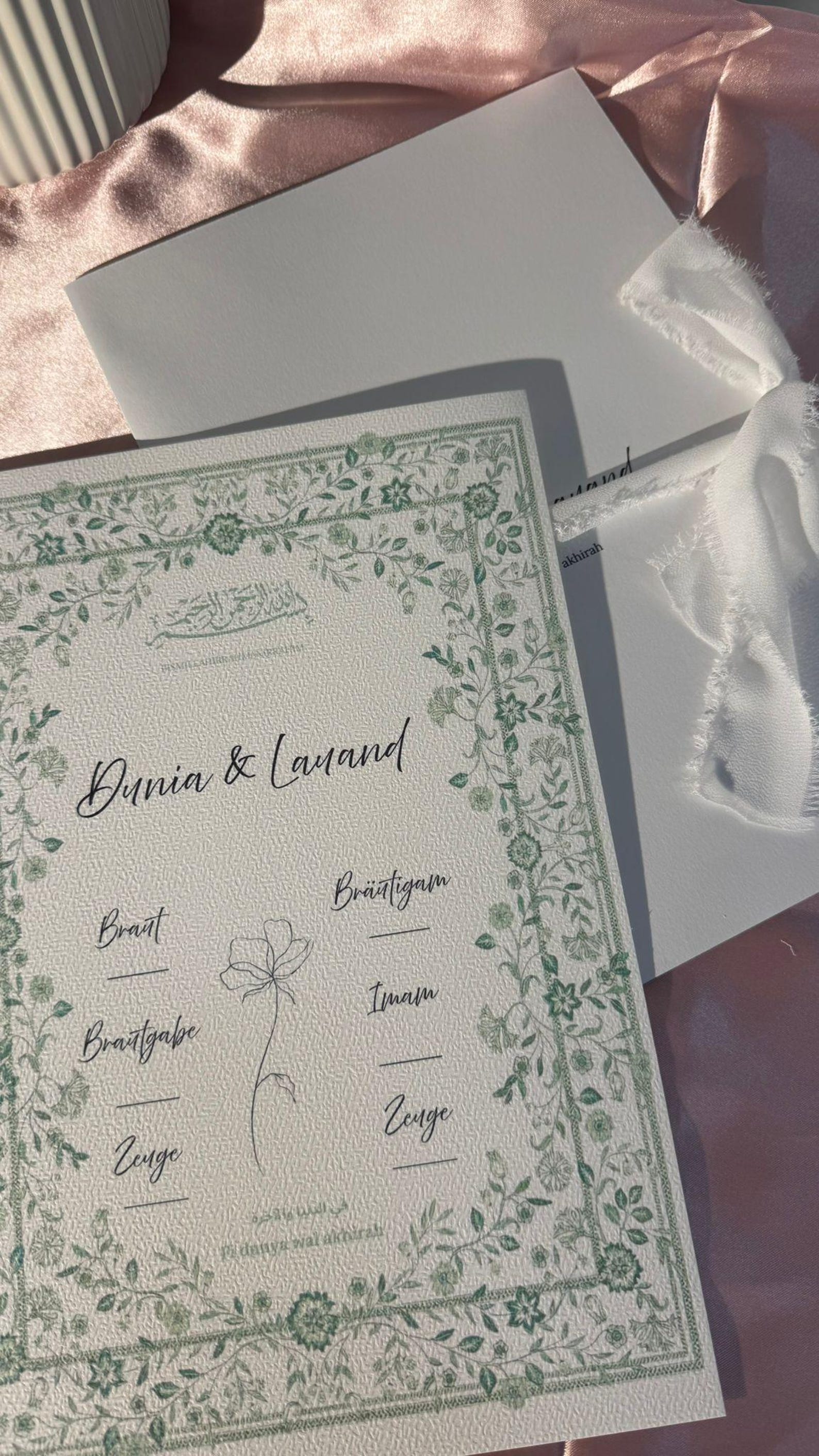 Islamische Eheurkunde "FLOWERS" SET