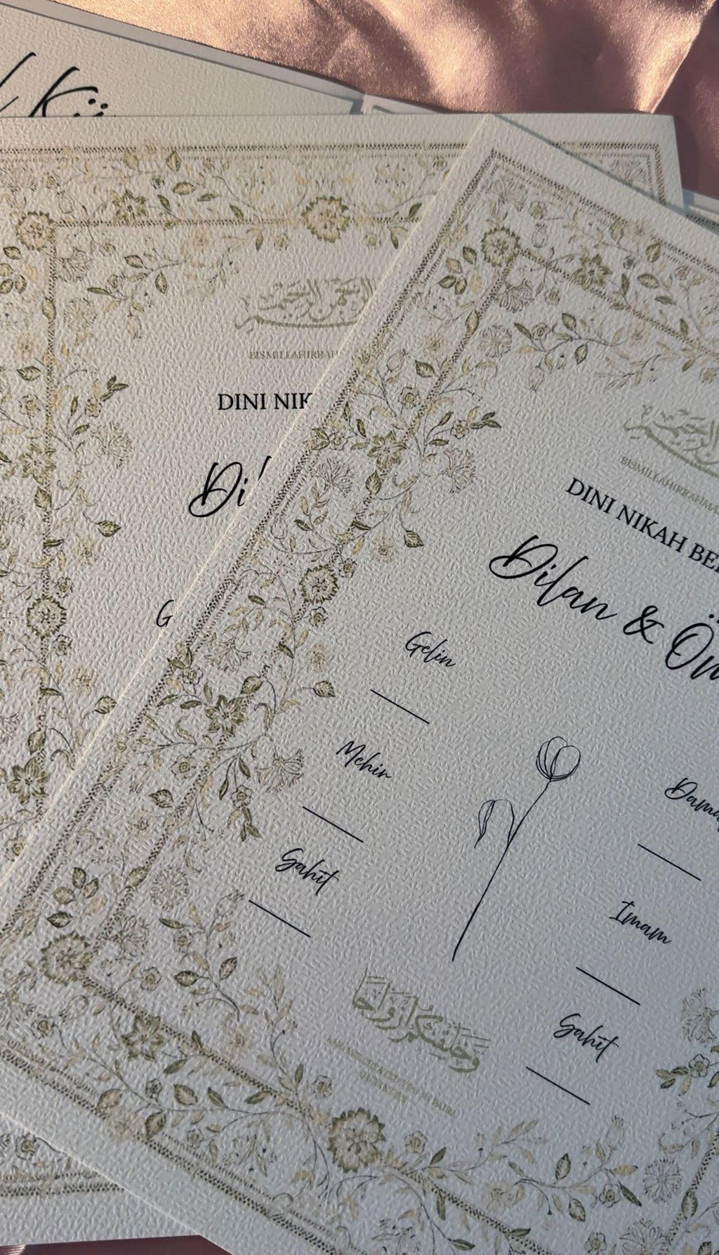 Islamische Eheurkunde "FLOWERS" SET