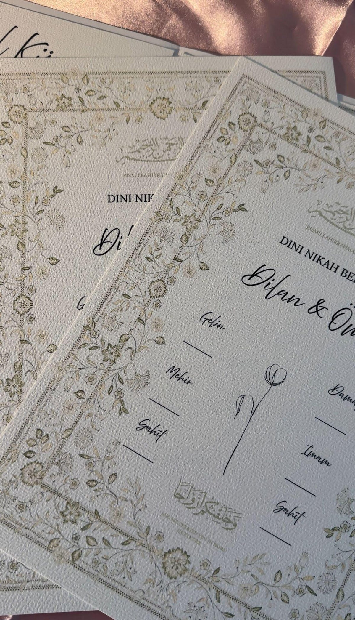 Islamische Eheurkunde "FLOWERS" SET