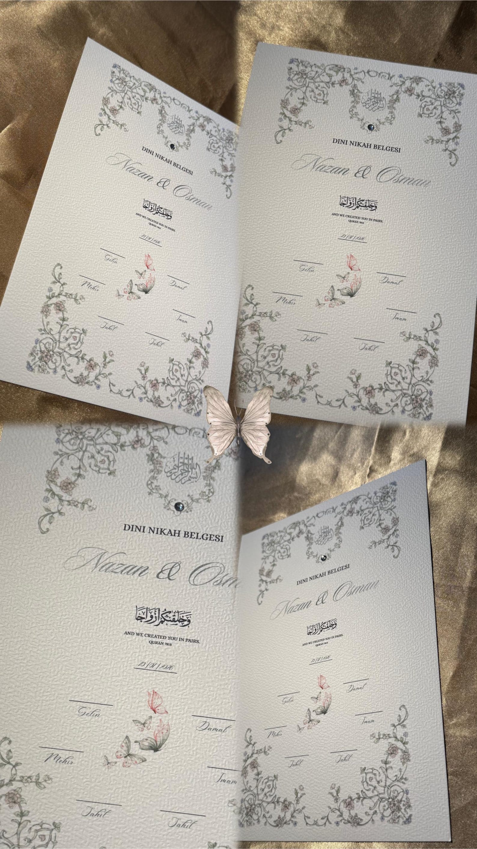 Islamische Eheurkunde "BUTTERFLY" SET