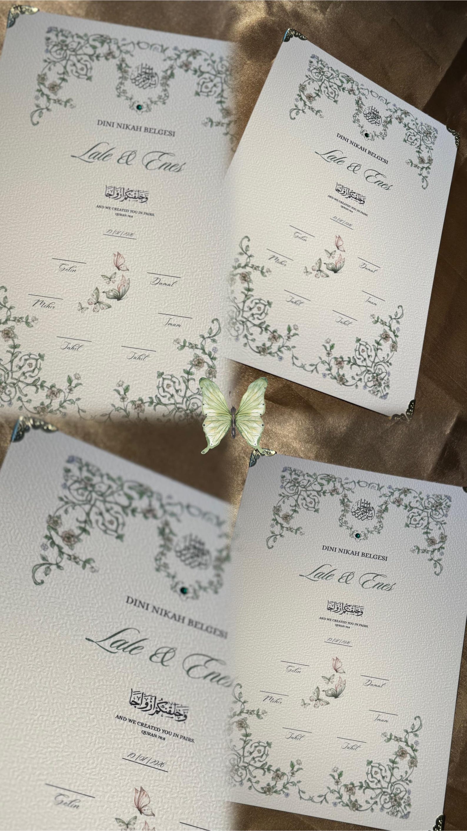 Islamische Eheurkunde "BUTTERFLY" SET