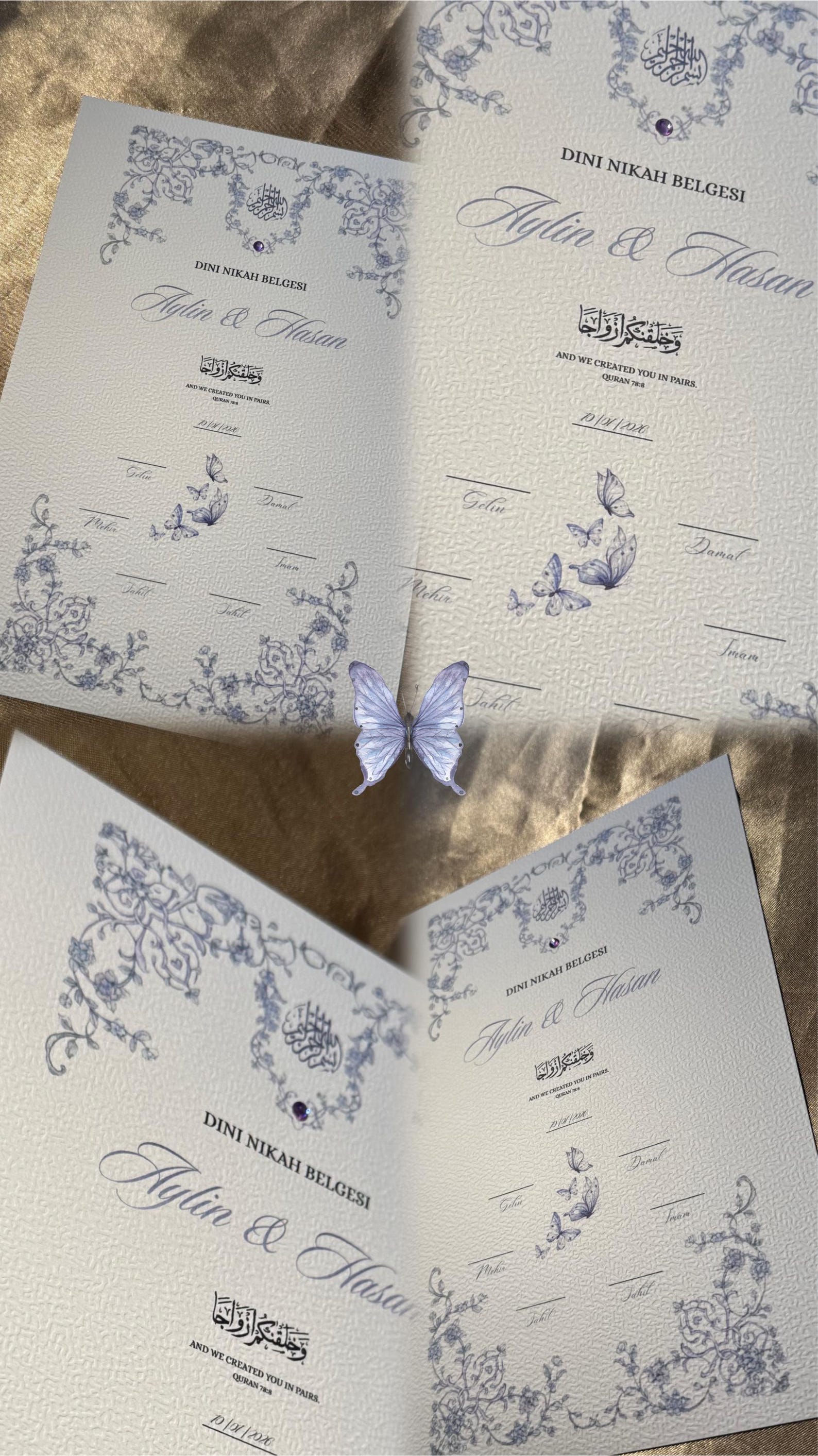 Islamische Eheurkunde "BUTTERFLY" SET
