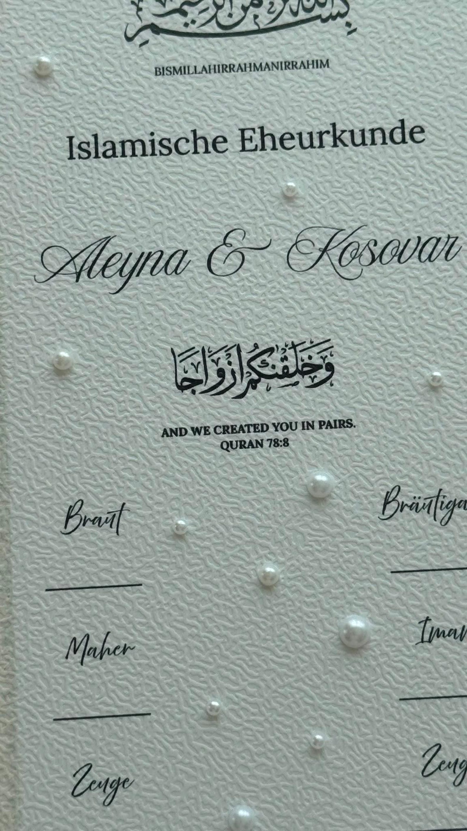Islamische Eheurkunde "PEARL" SET