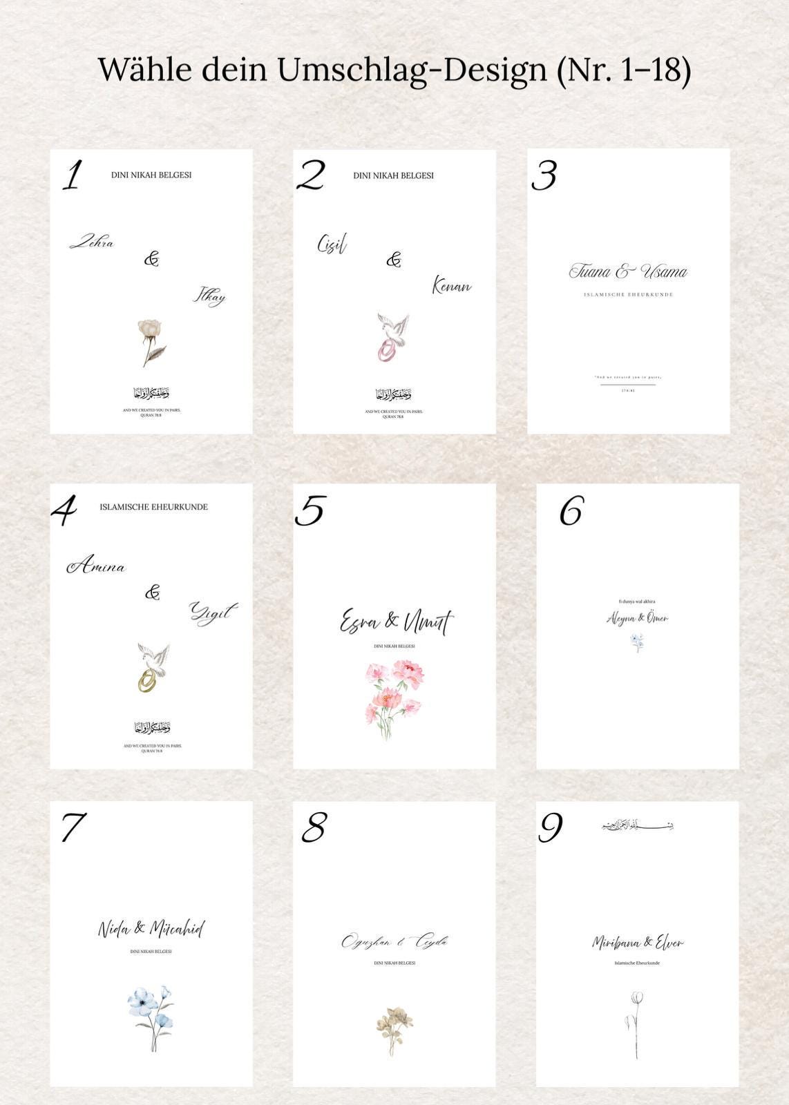 Islamische Eheurkunde "FLOWERS" SET