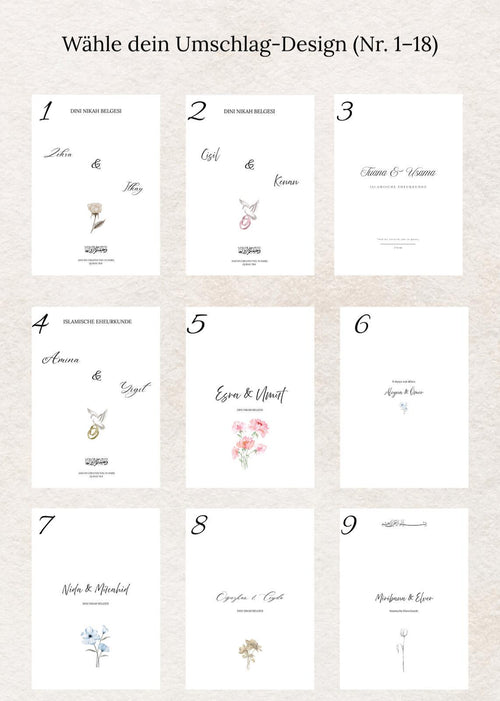 Islamische Eheurkunde "BARAKAH" SET