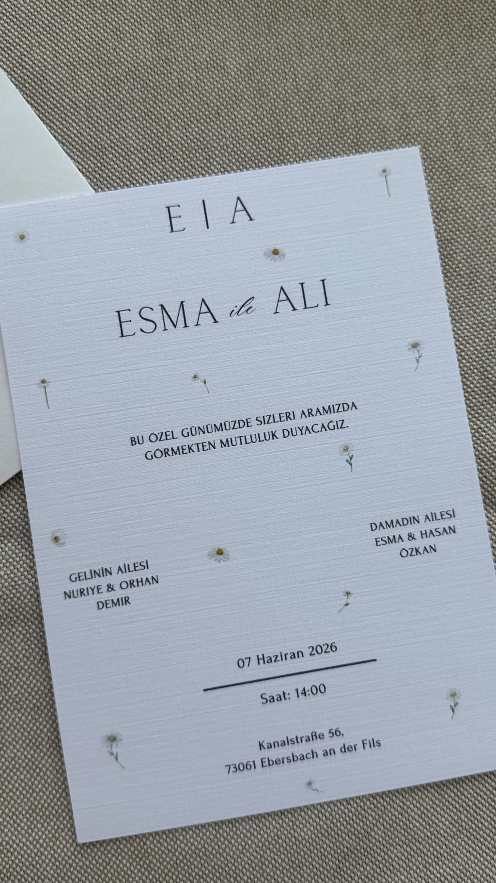 Personalisierte Hochzeitseinladung DIN A6 mit Umschlag