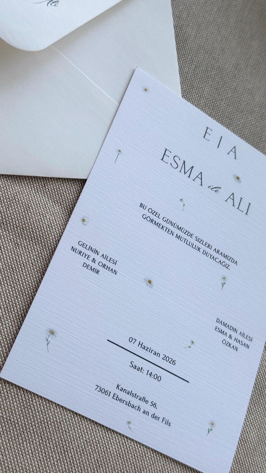 Personalisierte Hochzeitseinladung DIN A6 mit Umschlag