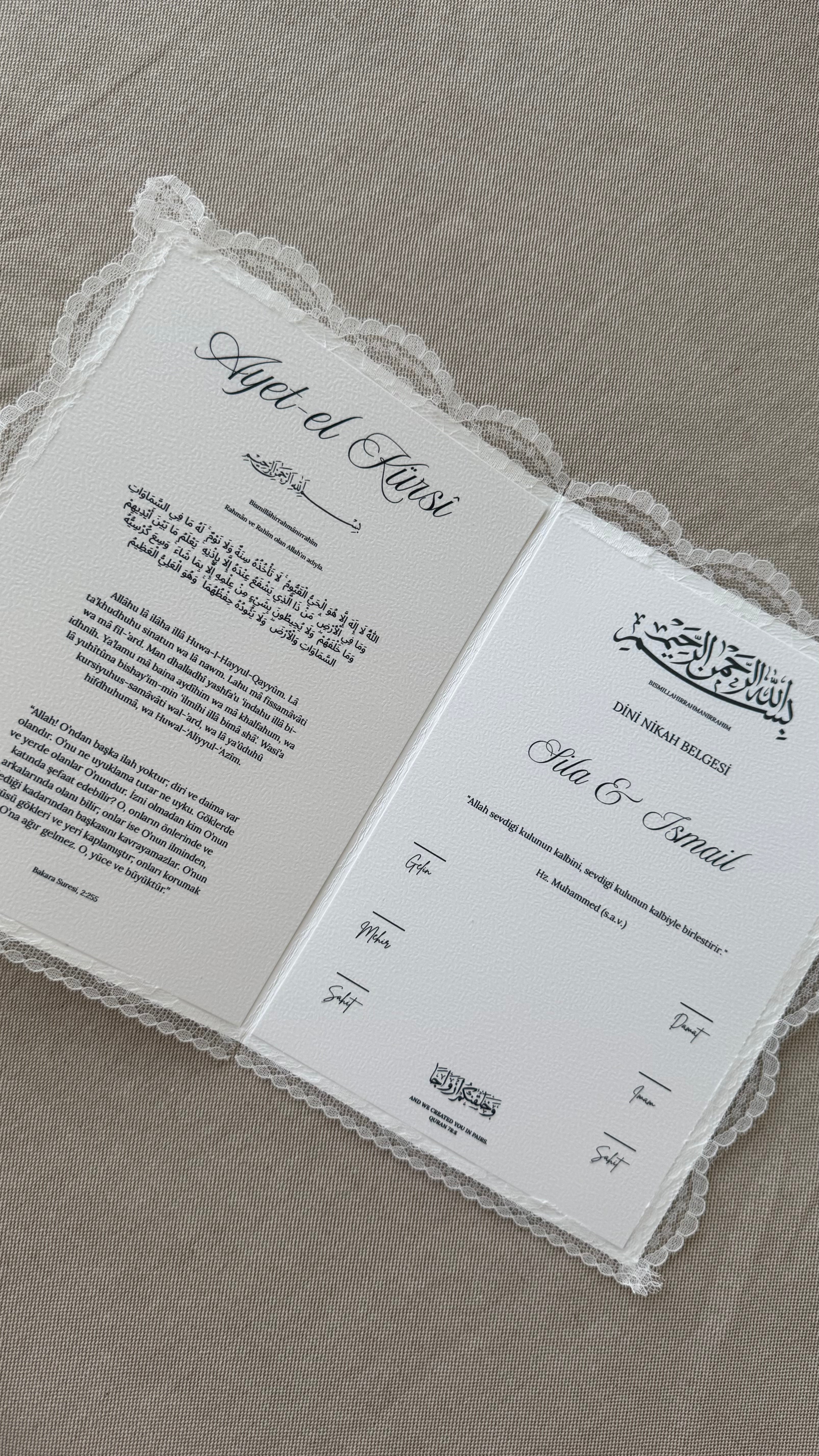 Islamische Eheurkunde "DANTEL" SET